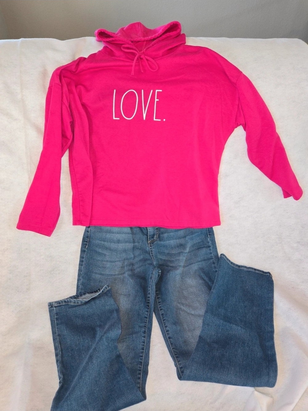 ladies Pink "LOVE." Hoodie Top And Jeans
